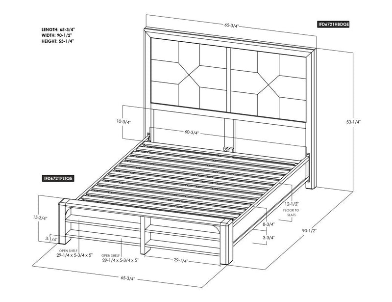 Praga Bed Queen dimensions - Barewood