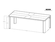 Balam White Dining Table dimension drawing with measurements