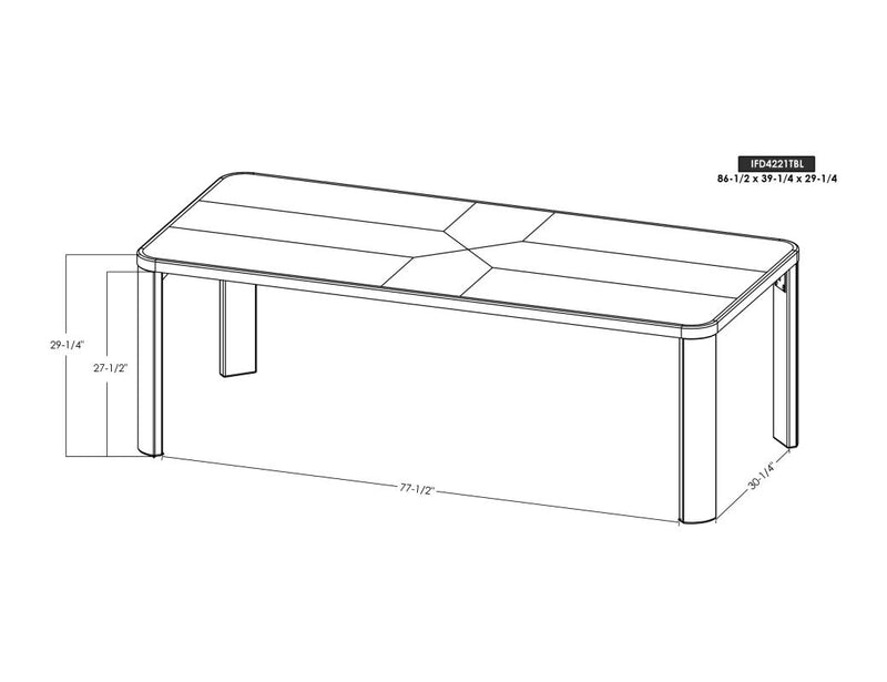 Balam Brown Dining Table dimension drawing with measurements