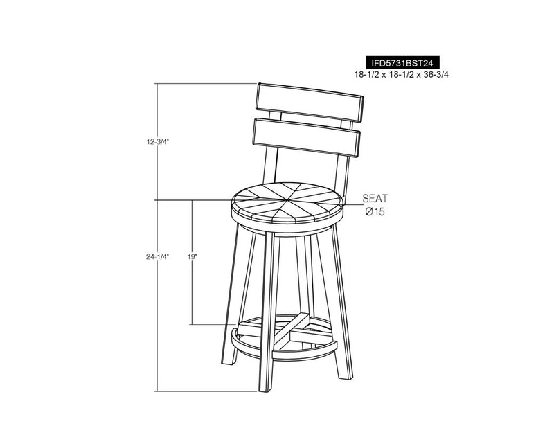 Dutton 24" Barstool dimensions - Barewood