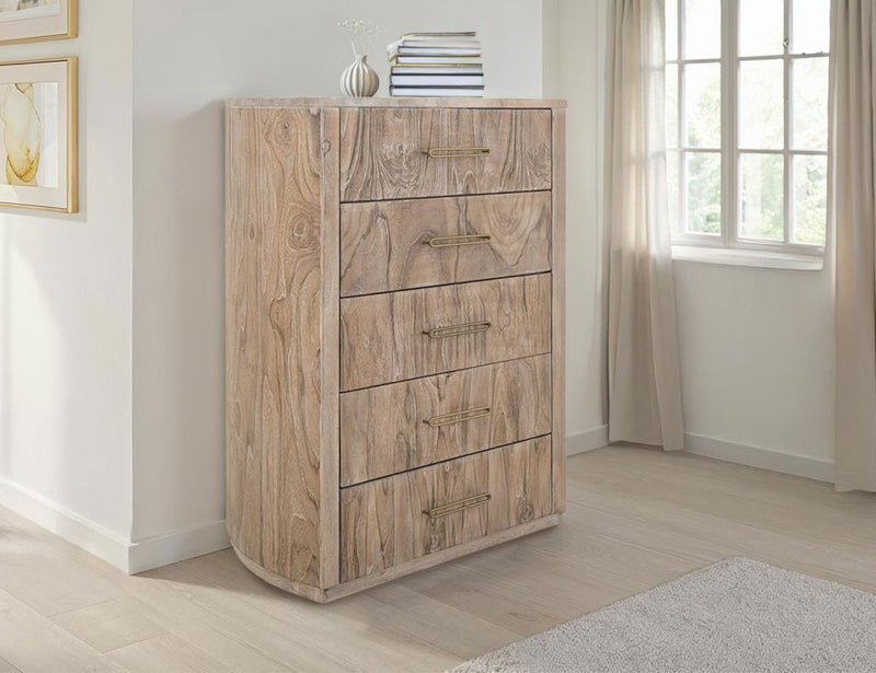 Balam White Chest styled in a bedroom