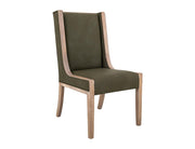 Balam White Upholstered Dining Chair, green fabric