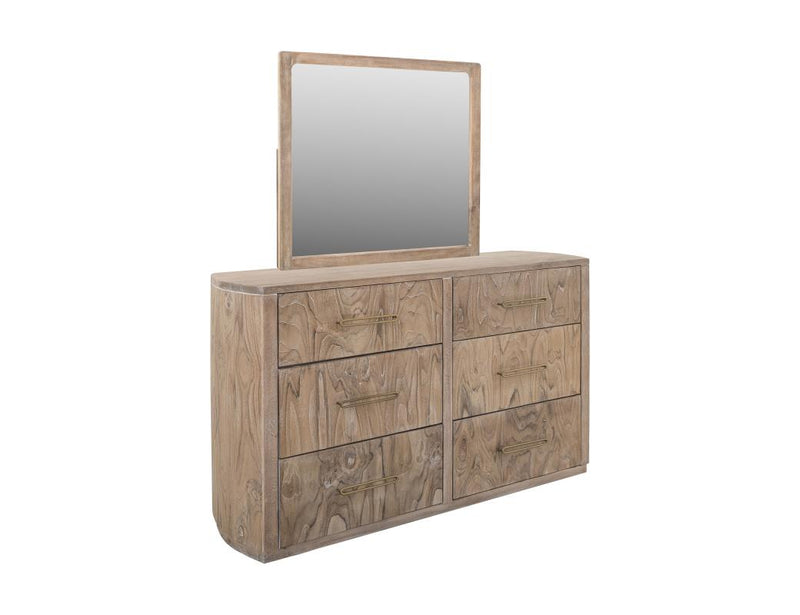 Balam White Dresser, six-drawer, solid mango with soft white finish