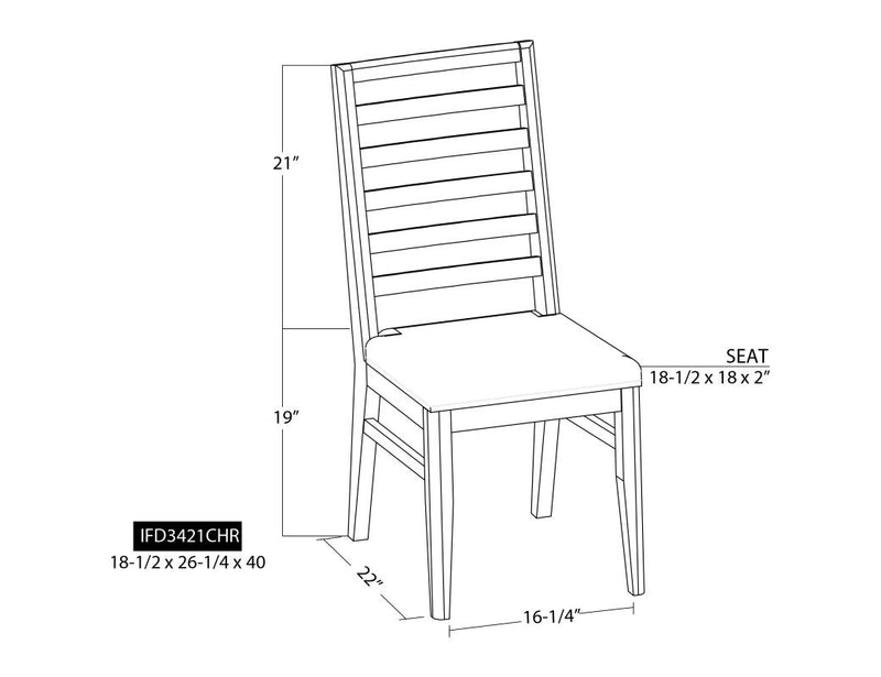 Walnut Ladder Back Chair dimensions - Barewood