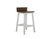 Pueblo White Stool 24 inch - distressed white pine, brown seat
