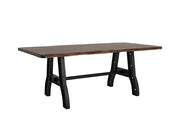 Parota Dining Table - solid parota slab top with iron base