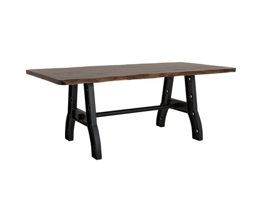 Parota Dining Table - solid parota slab top with iron base