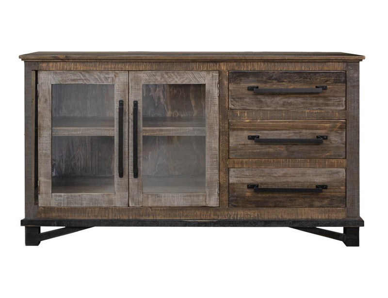 Loft Brown 60 inch Buffet - glass doors