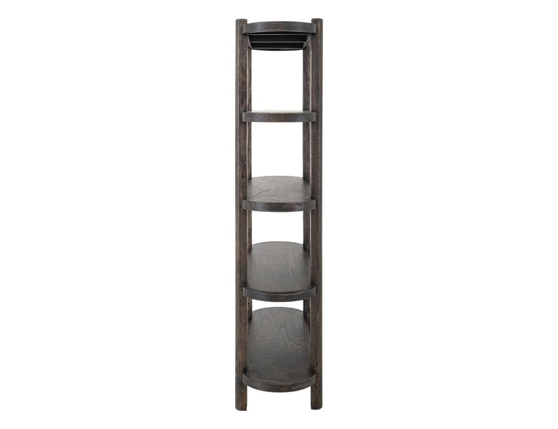 Balam Black Bookcase styled with books and decor