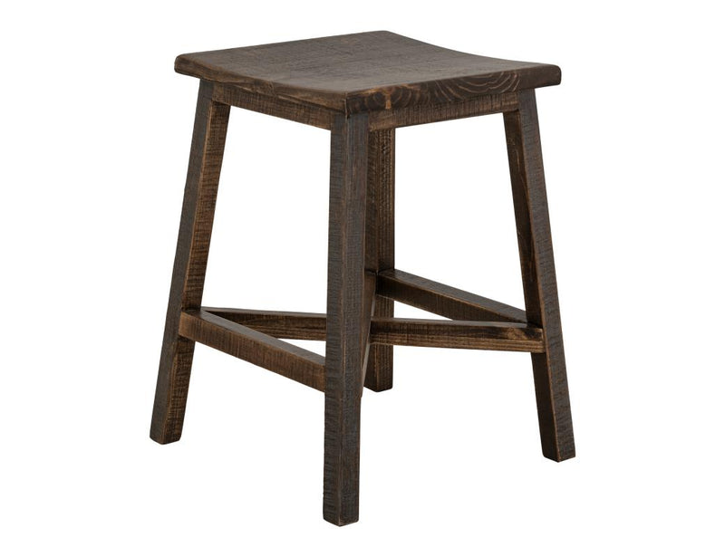 Loft Brown Stool 24 inch - wood saddle seat