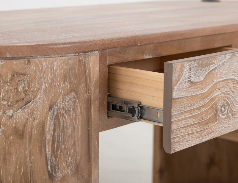 Balam White Desk wood grain detail