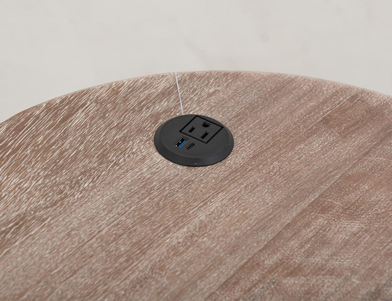 Balam White Desk top with power grommet, outlet and USB-C
