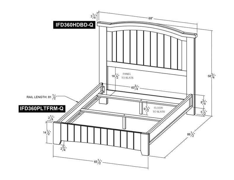 Pueblo White Bed dimensions - Queen and King