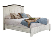 Pueblo White Bed headboard - distressed white pine with brown trim