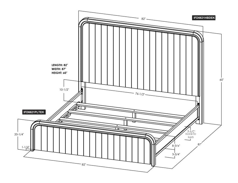 Mezquite Panel Bed King dimension diagram