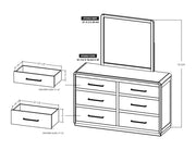 Mezquite 6 Drawer Panel Dresser dimension diagram