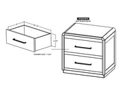 Mezquite 2 Drawer Panel Nightstand dimension diagram