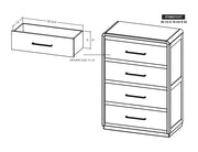 Mezquite 4 Drawer Panel Chest dimension diagram