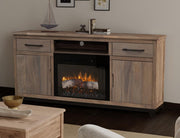 Natural Parota 70" Fireplace TV Console - living room scene