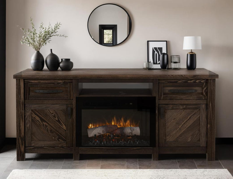 Dutton Fireplace TV Console - Barewood