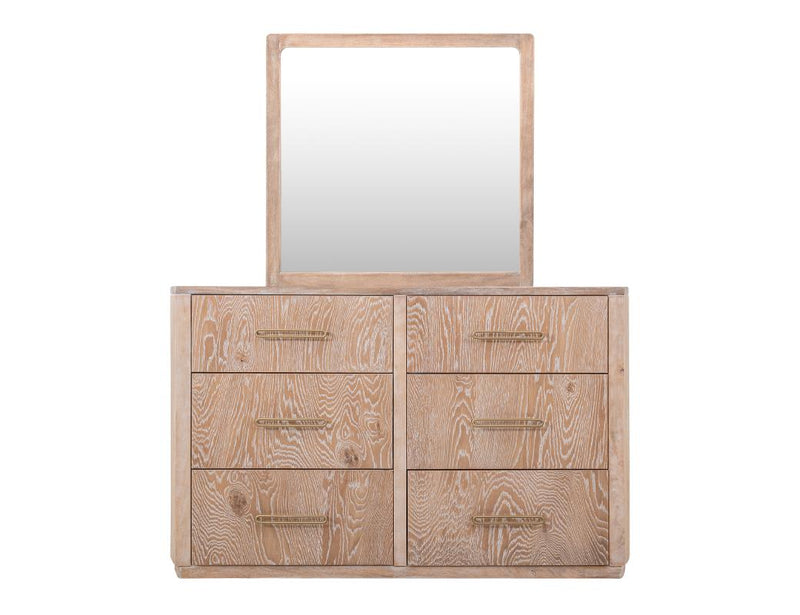 Balam White Dresser and mirror, angled view