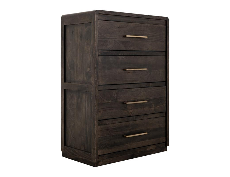 Dark Mezquite 5 Drawer Panel Chest angle