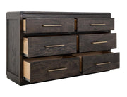 Dark Mezquite 6 Drawer Panel Dresser detail