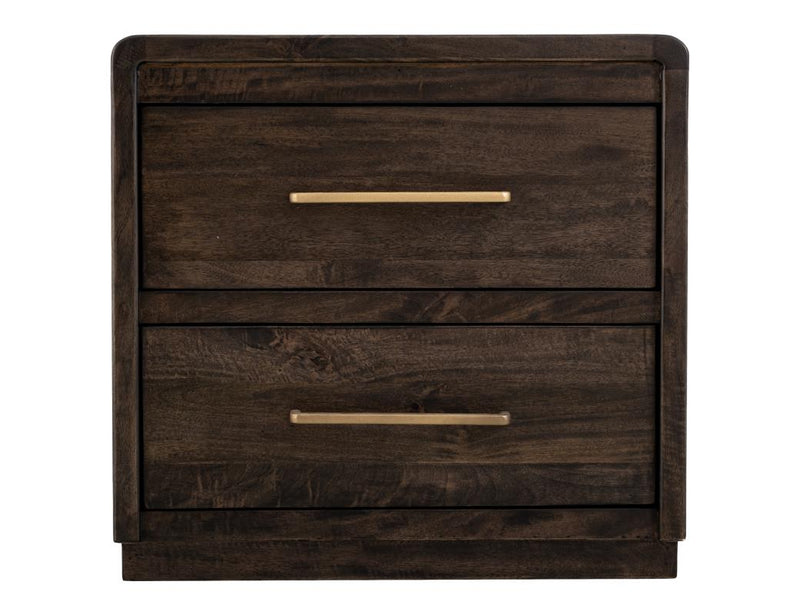 Dark Mezquite 2 Drawer Panel Nightstand