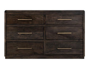 Dark Mezquite 6 Drawer Panel Dresser angle