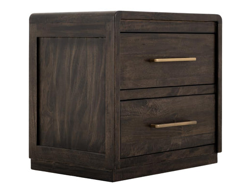 Dark Mezquite 2 Drawer Panel Nightstand angle