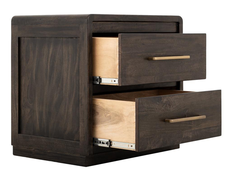 Dark Mezquite 2 Drawer Panel Nightstand detail