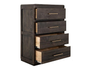 Dark Mezquite 5 Drawer Panel Chest detail