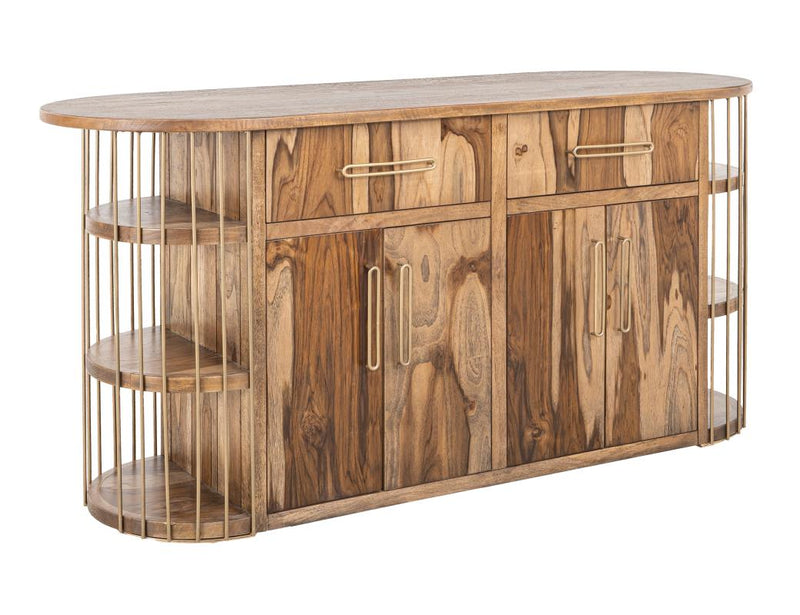 Balam Brown kitchen island angled view