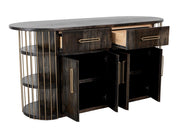 Balam Black kitchen island doors open