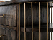Brass rod shelf detail
