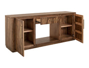 Balam Brown 70 inch TV stand doors open