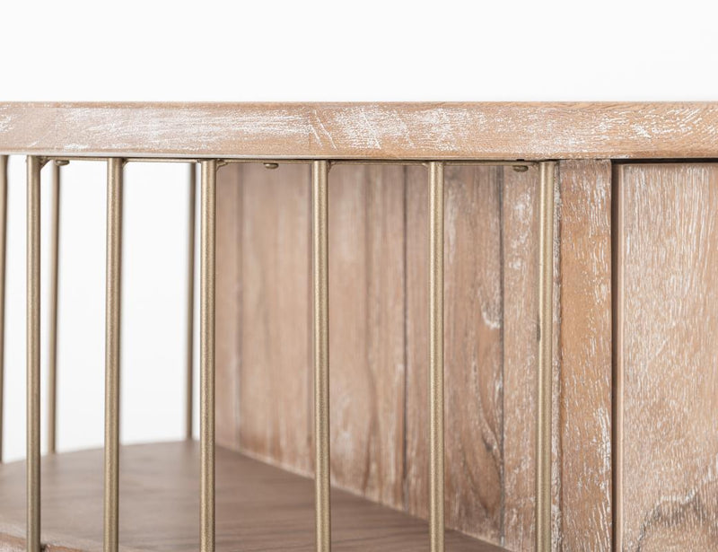 Brass rod shelf detail