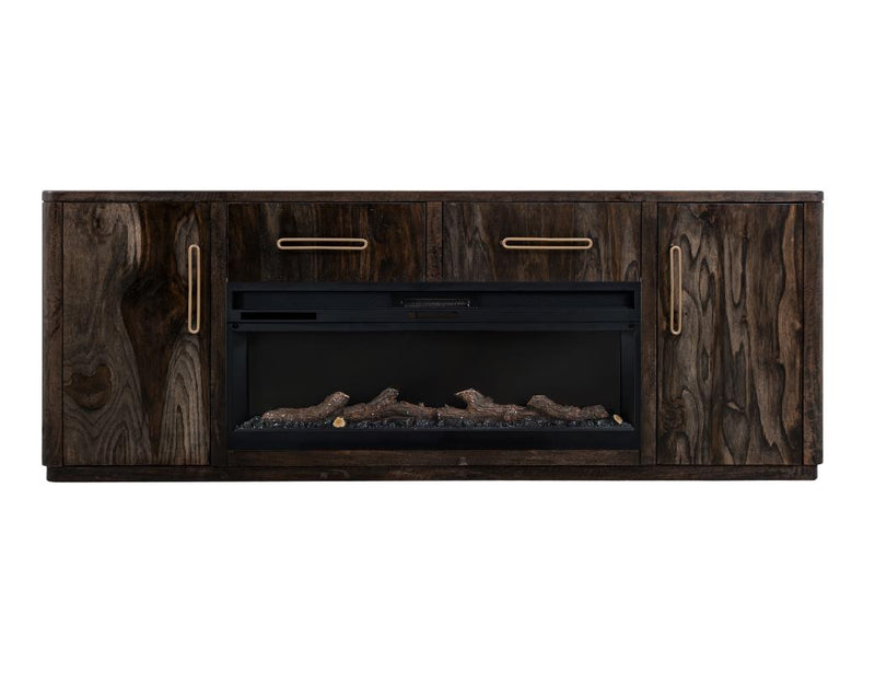 Balam Black 80 inch TV stand with fireplace insert unlit