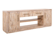 Balam White 80 inch TV stand long angle view