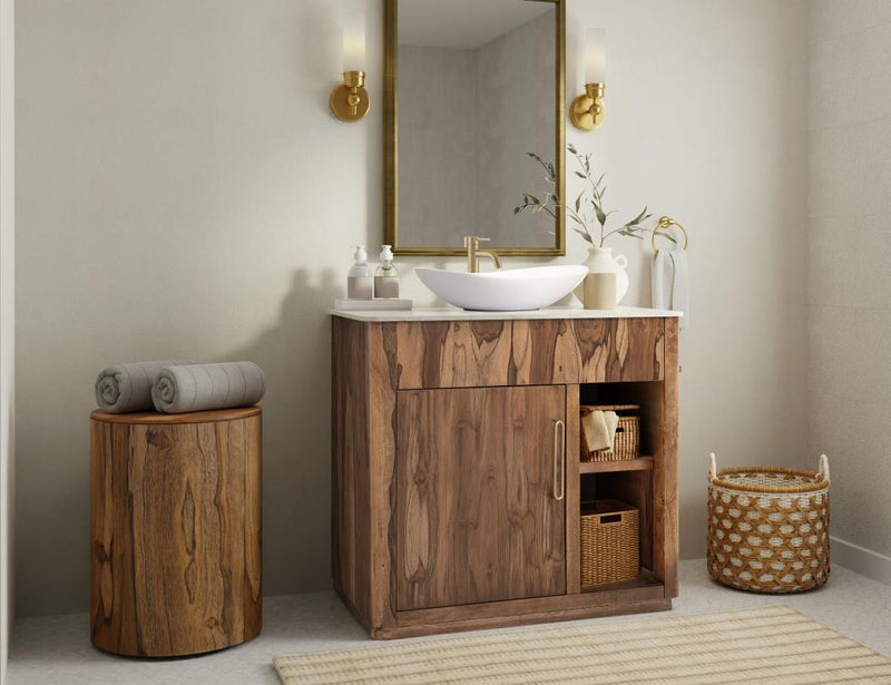 Balam Brown vanity bathroom scene