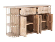 Balam White kitchen island doors open