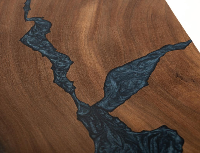 Blue epoxy river detail