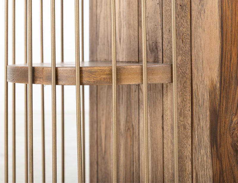 Brass rod shelf detail