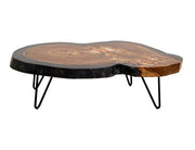Parota Epoxy orange live-edge cocktail table