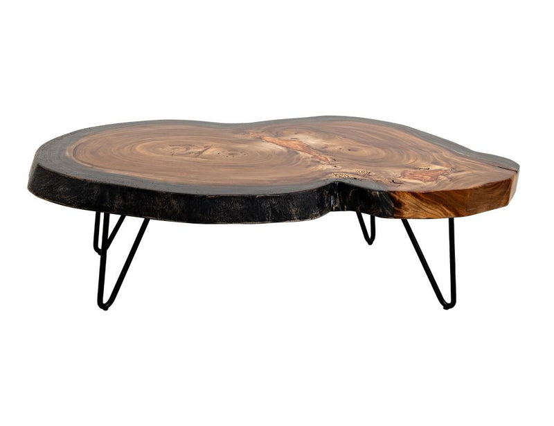 Parota Epoxy orange live-edge cocktail table