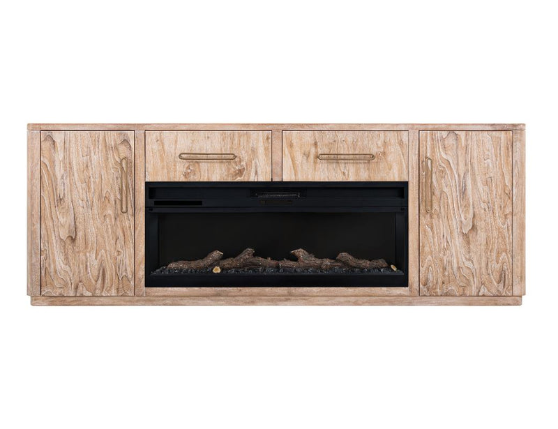 Balam White 80 inch TV stand with fireplace insert unlit