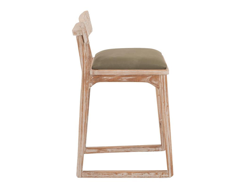 Balam White Bar Stool, green seat