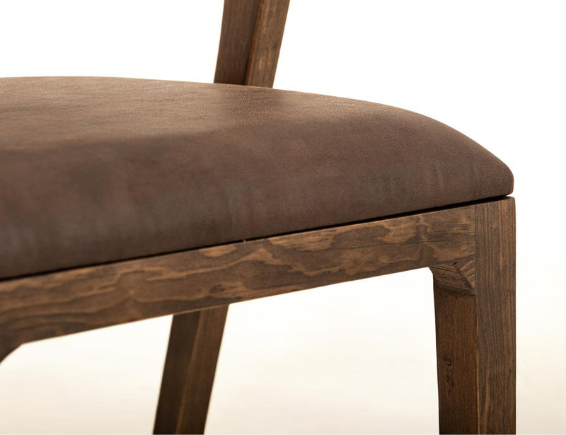 Zaphiro Brown Curved Upholstered Chair - Barewood