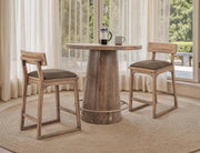 Balam Brown bistro table room scene with stools