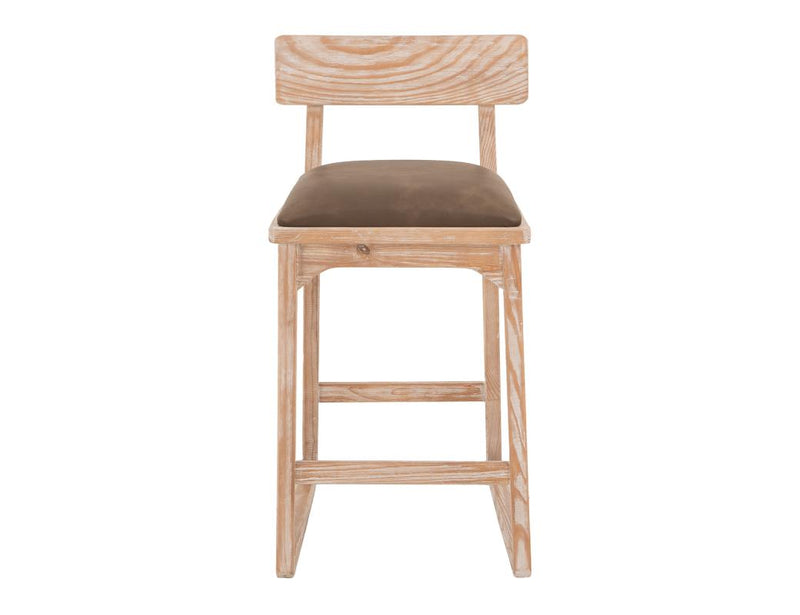 Balam White Bar Stool, brown seat
